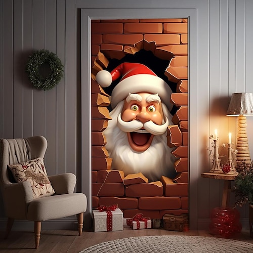 decorațiuni pentru uși de Crăciun mosul care se sparge perete huse uși tapiserie ușă decorațiuni perdele de ușă fundal de Crăciun banner ușă pentru ușa din față furnituri de decor pentru petreceri de