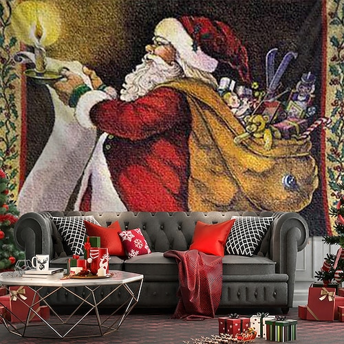 

Christmas Santa Claus Hanging Tapestry Wall Art Large Tapestry Mural Decor Photograph Backdrop Blanket Curtain Home Bedroom Living Room Decoration