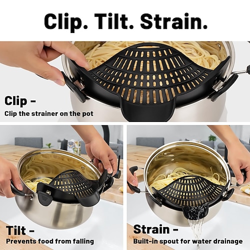 Kitchen Pasta Strainers Clip On Pot Silicone Spaghetti Colanders