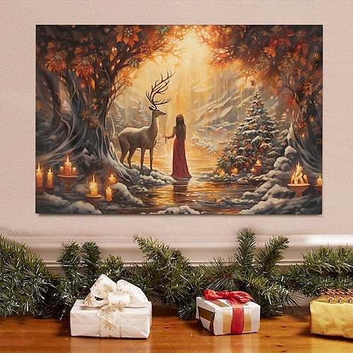 

Arte de parede de natal, impressões em tela e pôsteres, retratos abstratos, pintura decorativa em tecido para sala de estar, fotos sem moldura