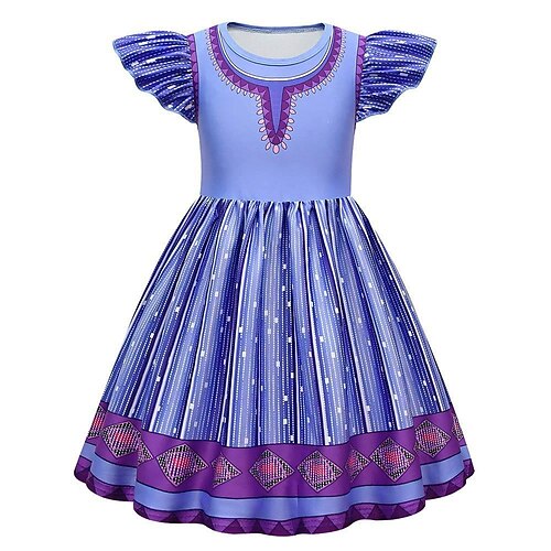 

Fairytale Princess Sofia Dress Flower Girl Dress Girls' Movie Cosplay Pattern Dress Blue Light Purple Dress Children's Day Masquerade Polyester