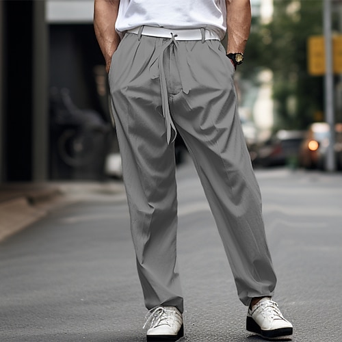 

Homens Calças chinês Calça Chino Bolsos Com Cordão Cintura elástica Tecido Conforto Respirável Ao ar livre Diário Para Noite Misto de Algodão Moda Casual ダークカーキ Cáqui Claro