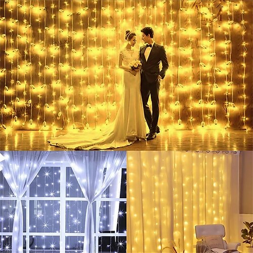 

2 Stück 1 Stück 3 3 m LED-Eiszapfen-Vorhang-Lichterkette, Feen-Weihnachtsbeleuchtung, Girlande für Neujahr, Hochzeit, Zuhause, Zimmer, Terrasse, Party-Dekoration