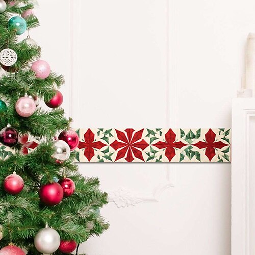 

Papel tapiz navideño con borde, cintura geométrica, zócalo, autoadhesivo, pvc/vinilo, calcomanía de pared impermeable moderna para habitación, 10x240cm/3,93''x94,49''