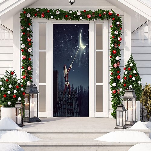 

Autocollant de porte décoratif de noël, simulation 3d, autocollant mural mobile et étanche, papier peint pour chambre à coucher et salon, bricolage