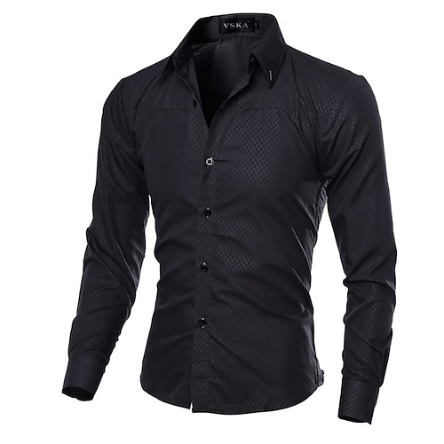 

Men's Prom Shirt Tuxedo Shirts Black White Long Sleeve Solid Colored Turndown Summer Spring Party Outdoor Clothing Apparel Pleated