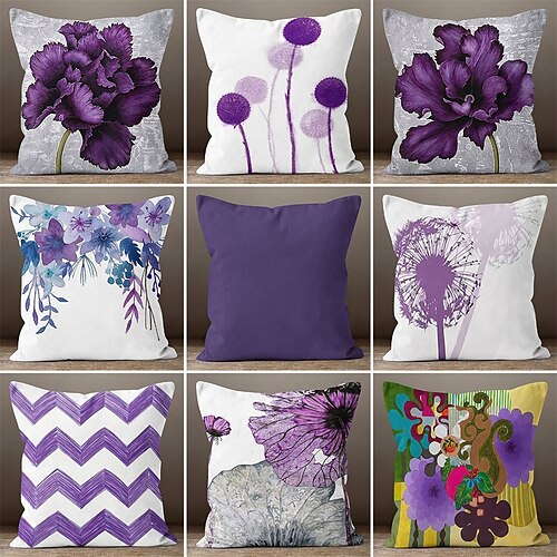 

Purple Flower Double Side Pillow Cover 1PC Soft Decorative Square Cushion Case Pillowcase for Bedroom Livingroom Sofa Couch Chair