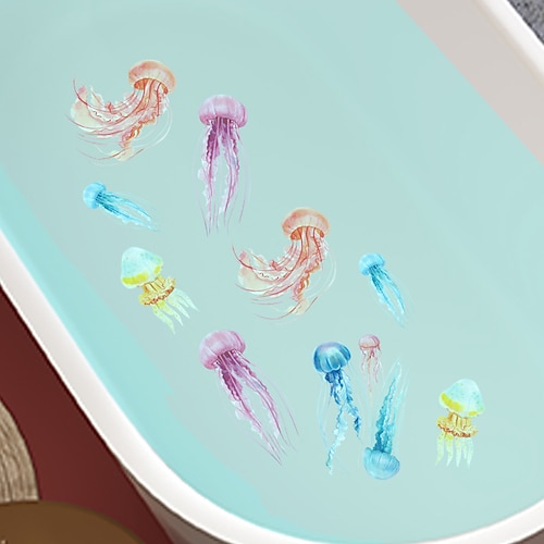 

12 Stück Quallen-Badeaufkleber, Ozean-Aufkleber, Aufkleber für Kinder, Sicherheitsgurt, Leine, Badewanne, keine Aufkleber, Meeresbewohner, Anti-Aufkleber, kein Badewannen-Aufkleber,