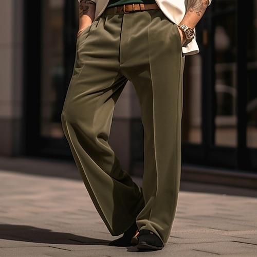 

Men's Dress Pants Trousers Casual Pants Velvet Pants Front Pocket Straight Leg Grid / Plaid Comfort Business Daily Holiday Velvet Fashion Chic & Modern Army Green Blue