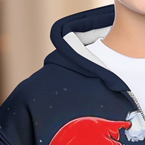  Jongens 3D Kerstman Eland Trui met capuchon Jas Overkleding Lange mouw 3D-afdrukken Herfst Winter Modieus Streetwear Stoer Polyester Kinderen 3-12 jaar Buiten Casual Dagelijks Normale pasvorm