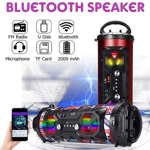 

Portable HiFi Stereo Bluetooth Speaker FM Radio Mobile KTV Wireless Surround Sound Subwoofer Super Bass 20W Outdoor Speaker TF Music Boombox Three Trumpet High Quality Waterproof Hands-free Microphone