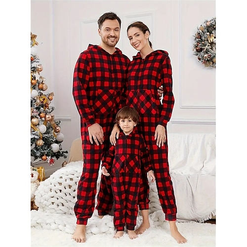 

Papá Noel Reno Pijamas de Navidad familiares Vestimenta Nocturna Hombre Mujer Chico Chica Trajes a juego para la familia Navidad Año Nuevo Nochebuena Niños Adulto Ropa de casa Poliéster Cima