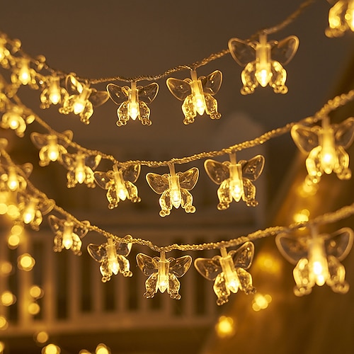 

Weihnachts-Schmetterlings-Feen-Lichterkette, 1,5 m, 10 LEDs, 3 m, 20 LEDs, batteriebetriebene Lichterkette, Neujahr, Weihnachtsbaum, Urlaub, Hochzeit, Garten, Zuhause, Party-Dekoration