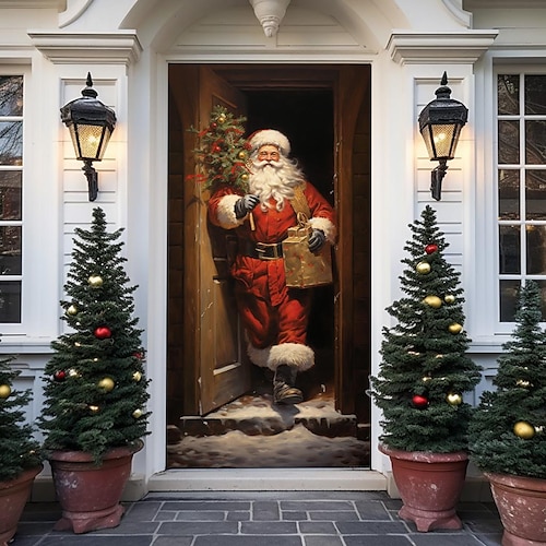 

Рождественские дверные покрытия Санта-Клауса украшения Рождественский фон дверной баннер для входной двери фермерского дома Рождественский праздник вечерние Декор поставки
