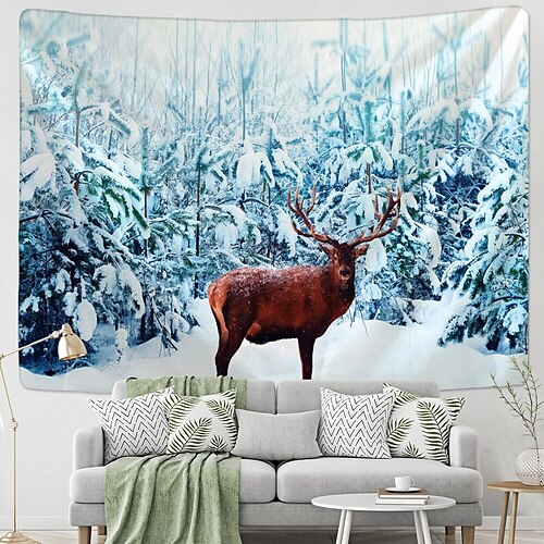 

Noël neige renne suspendu tapisserie mur art grande tapisserie décor mural photographie toile de fond couverture rideau maison chambre salon décoration