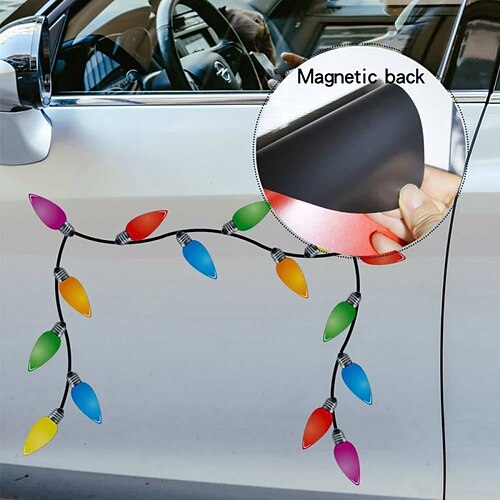 

Weihnachtsautoaufkleber, Glühbirnenlinie, magnetisches Wabengitter, reflektierende Feiertagsdekoration, Kühlschrank, Garagentoraufkleber