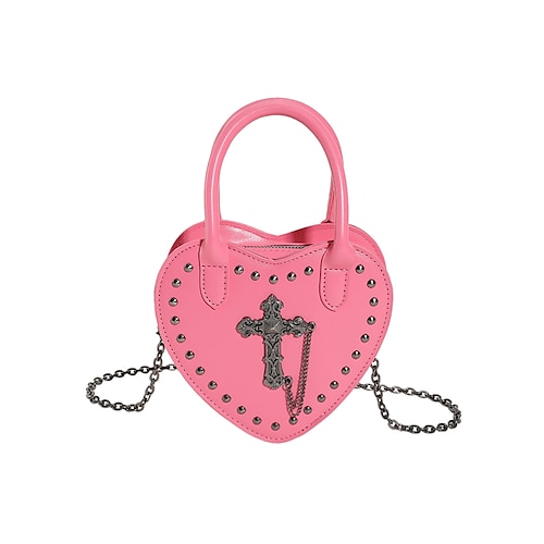 

Damen Handtasche Umhängetasche PU-Leder Halloween Täglich Reißverschluss Anti Staub Feste Farbe Schwarz und Silbern Schwarz Rosa