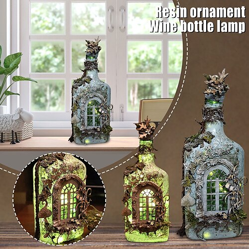 

Veilleuse, lampe de bouteille de vin lumineuse romantique, décorations lumineuses de bouteille de vin en résine faites à la main, pour les décorations de ferme de maison de fête de vacances