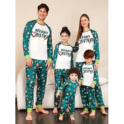 

Santa Claus Reindeer Family Christmas Pajamas Nightwear Men's Women's Boys Girls' Family Matching Outfits Christmas New Year Christmas Eve Kid's Adults' Home Wear Polyester Top Pants
