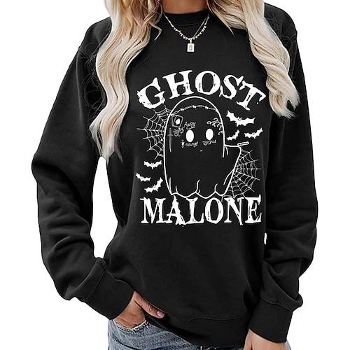 

Femme Sweat-shirt Halloween Sweat Sportif Festival Imprimer Noir Graphic Halloween Casual Col Rond manche longue haut Micro-élastique Automne hiver