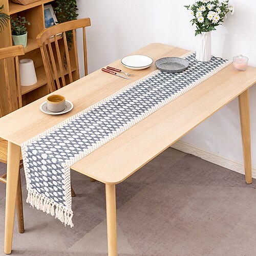 

Table Runner Cotton Linen Blend Dining Table Decoration, Farmhouse Tablerunner Table Flag Decor For Dining Weddig Party Holiday