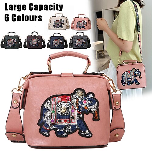 

Damen Umhängetasche Schultertasche Kuppeltasche PU-Leder Outdoor Täglich Festtage Perlenstickerei Stickerei Hohe Kapazität Wasserdicht Leichtgewichtig Feste Farbe Folk Schwarz Weiß Rosa