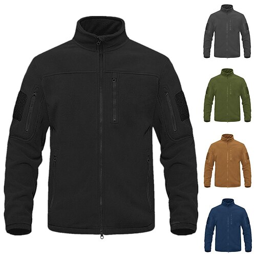 

Men's Sweatshirt Full Zip Sweatshirt Black Army Green Navy Blue Khaki Gray Standing Collar Plain Sports Outdoor Daily Holiday Basic Casual Tactical Fall Winter Clothing Apparel Hoodies