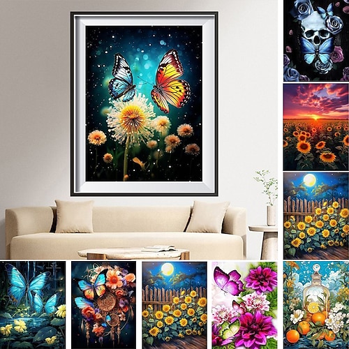 

Wall Art Sunflower Butterfly Canvas Prints and Posters Pictures Decorative Fabric Painting For Living Room Pictures No Frame