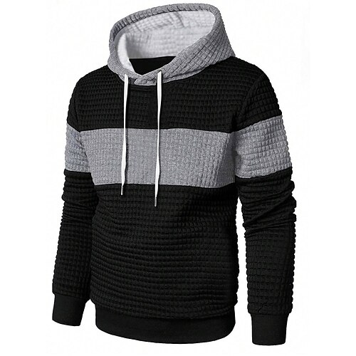 

Homme Sweat à capuche Noir Capuche Bloc de couleur Patchwork Sport Loisir du quotidien Vacances Vêtement de rue Frais Décontractées Printemps Automne Vêtement Tenue Pulls Capuche Pulls molletonnés