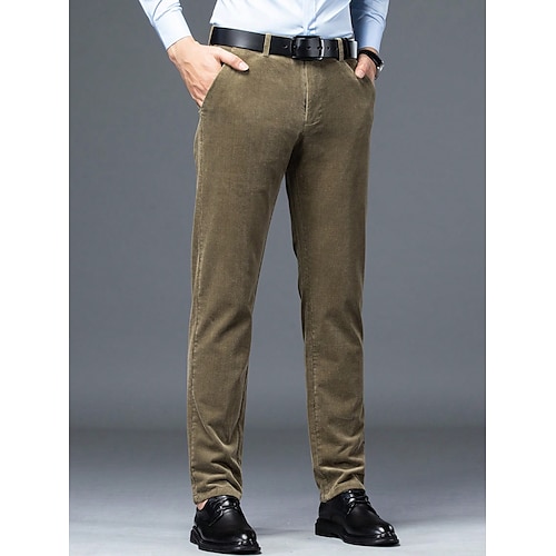 

Homme pantalon de costume Pantalon en Velours Côtelé Pantalon Pantalon de costume Poche Plein Confort Respirable Extérieur du quotidien Sortie Mode Décontractées Vert