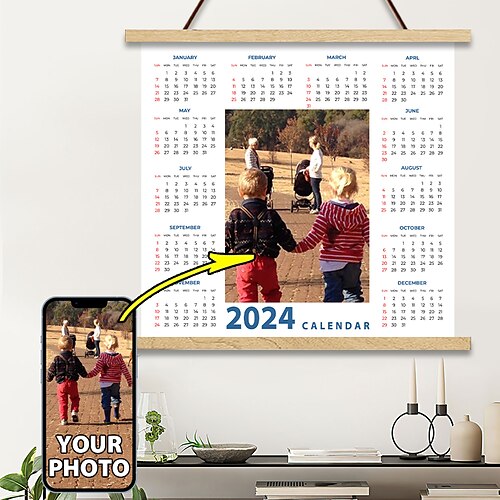 

2024 Kalender, individuelle Poster mit Kleiderbügeln, Wandkunst-Leinwanddrucke und Poster – personalisiertes Poster 30 x 40 cm/12'' x 16''