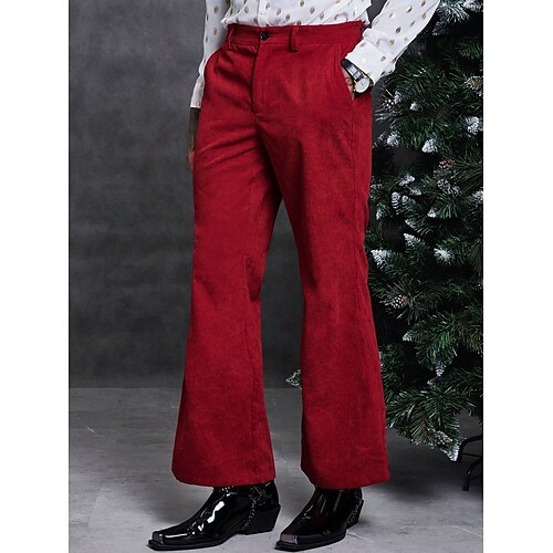 

Homme pantalon de costume Pantalon en Velours Côtelé Pantalon évasé Pantalon Pantalon de costume Poche Plein Confort Respirable Extérieur du quotidien Sortie Mode Décontractées Rouge