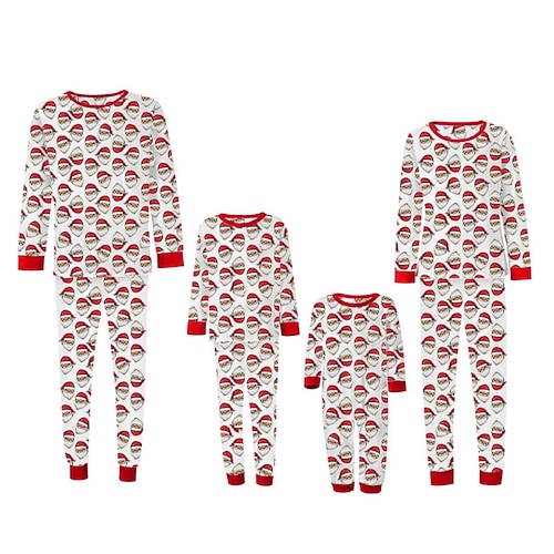 

Familie Weihnachten Pyjamas Graphic Weihnachtsmann Heim Bedruckt Rote Langarm Mama und ich Outfits Aktiv Passende Outfits