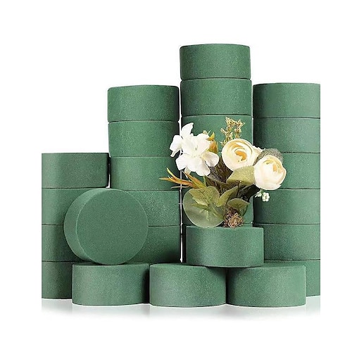 

blocos de espuma florais redondos, bloco de espuma molhada verde, espuma floral seca, bloco de florista molhado, suprimentos de arranjo de flores para flores de corredor de casamento, decoração