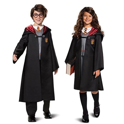 

GRYFFINDOR Bruja Hermione Granger Traje de cosplay Disfraces familiares de grupo de Halloween Chico Chica Cosplay de película Cosplay Víspera de Todos los Santos Negro Disfraz Víspera de Todos los