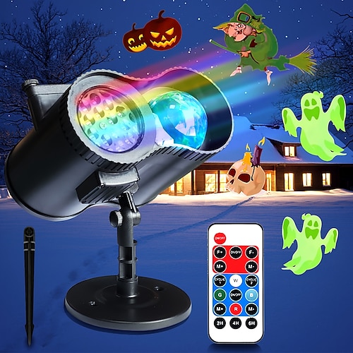 

Luces de proyección navideñas de Halloween 2 en 1 luces LED onduladas a prueba de agua luces de proyección para interiores y exteriores proyector con luz de onda de agua luces interiores al aire libre