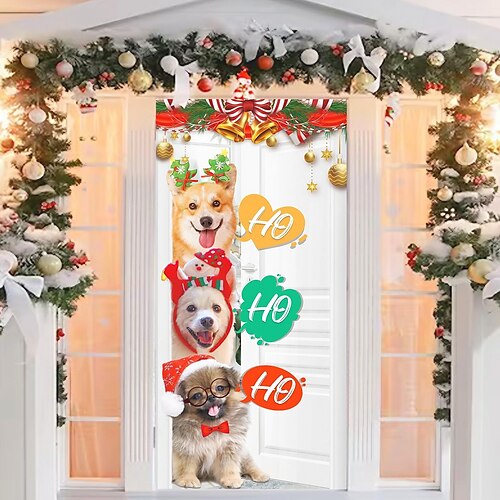 

Weihnachts-Santa-Hunde-Türabdeckungen, Türteppich, Türvorhang, Dekoration, Weihnachtshintergrund, Türbanner für die Haustür, Weihnachten, Urlaub, Party, Dekoration, Zubehör