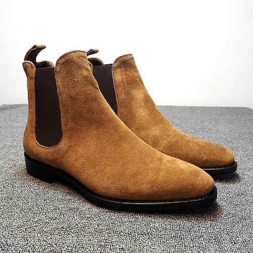 

Men's Boots Chelsea Boots Walking Casual Daily Party Evening Suede Cowhide Warm Loafer Black Yellow Grey Fall Winter