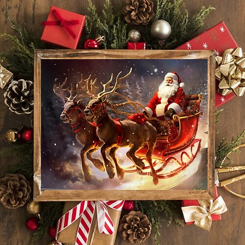 

Arte de pared navideño, lienzo, impresiones y carteles de Papá Noel, retratos abstractos, pintura decorativa de tela para sala de estar, imágenes sin marco