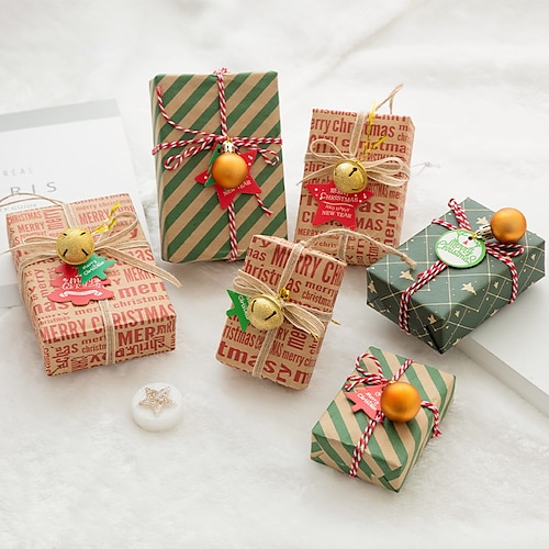 

Paquete de regalo de campana de Navidad, conjunto de tres piezas, colgante, oro, plata, rojo, verde, caja de regalo decorativa, decoración navideña