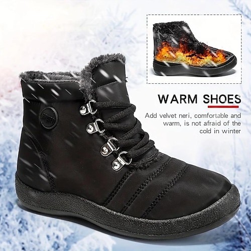 

Damen Stiefel Schneestiefel Übergrössen Outdoor Täglich Innenfutter aus Fleece Stiefeletten Stiefeletten Flacher Absatz Runde Zehe Plüsch Brautkleider schlicht Komfort Wandern Elastisches Gewebe