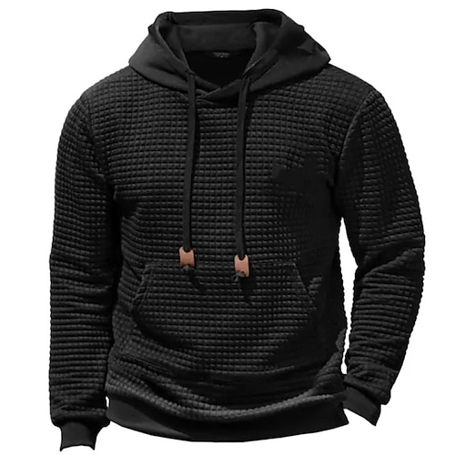 

Homme Sweat à capuche Noir Capuche Plein Sport Loisir du quotidien Vacances Vêtement de rue Frais Décontractées Printemps Automne Vêtement Tenue Pulls Capuche Pulls molletonnés