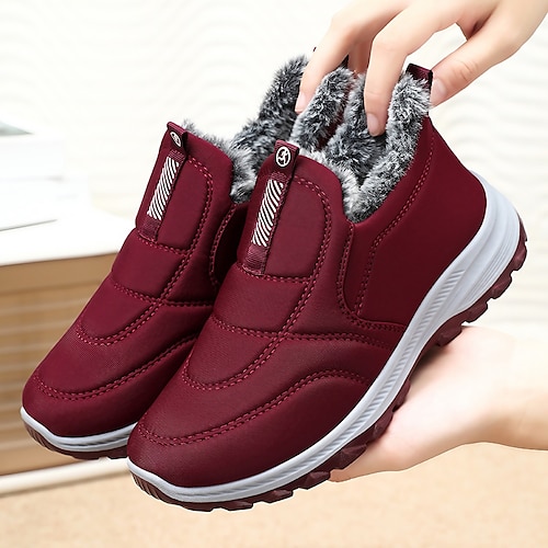 

Damen Stiefel Schneestiefel Plattform-Turnschuhe Weiche Schuhe Täglich Stiefeletten Stiefeletten Winter Flacher Absatz Runde Zehe Plüsch Brautkleider schlicht Komfort PU Halbschuhe Feste Farbe