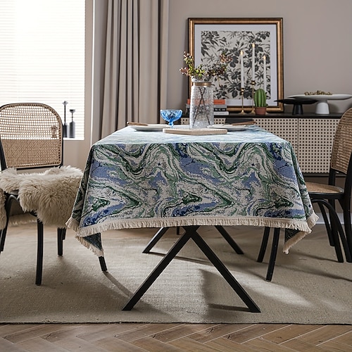

nappe en lin de coton vintage rectangle floral nappe pastorale couverture de table lavable pour intérieur extérieur, décoration de ferme, pique-nique