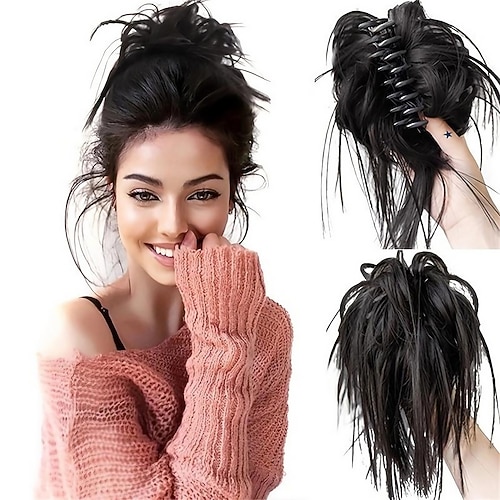 

Synthetic Messy Straight Claw In Hair Bun Chignon Hair Extensions Scrunchy Hairpieces Hair Extension For Women Girls