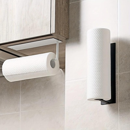 1pc Paper Towel Holder Wall Mount, Adhesive Under Cabinet Kitchen