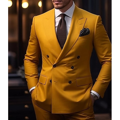 

Trajes de boda amarillos para hombre 2 piezas talla grande color liso a medida 2023