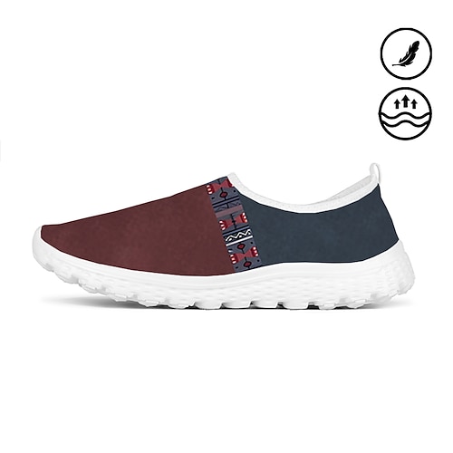 

Weiche, atmungsaktive und leichte Slip-on-Fly-Strick-Sneaker für Herren im Western-Retro-Ethno-Stil mit Grafikdruck in Kontrastfarbe