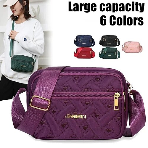 

Mujer Bolso bandolera Bolsa de hombro Bolsa de vagabundo Paño Oxford Exterior Diario Festivos Cremallera Gran Capacidad Impermeable Ligero Color sólido Negro Rosa Rojo