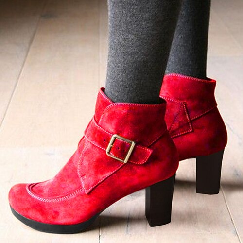 

Mulheres Botas Botas Cowboy Sapatos de camurça Tamanhos Grandes Casamento Festa Natal Botas Botas Tornozelo Inverno Salto Robusto Ponta Redonda Vintage Moda Elegante Camursa Sintética Mocassim Côr